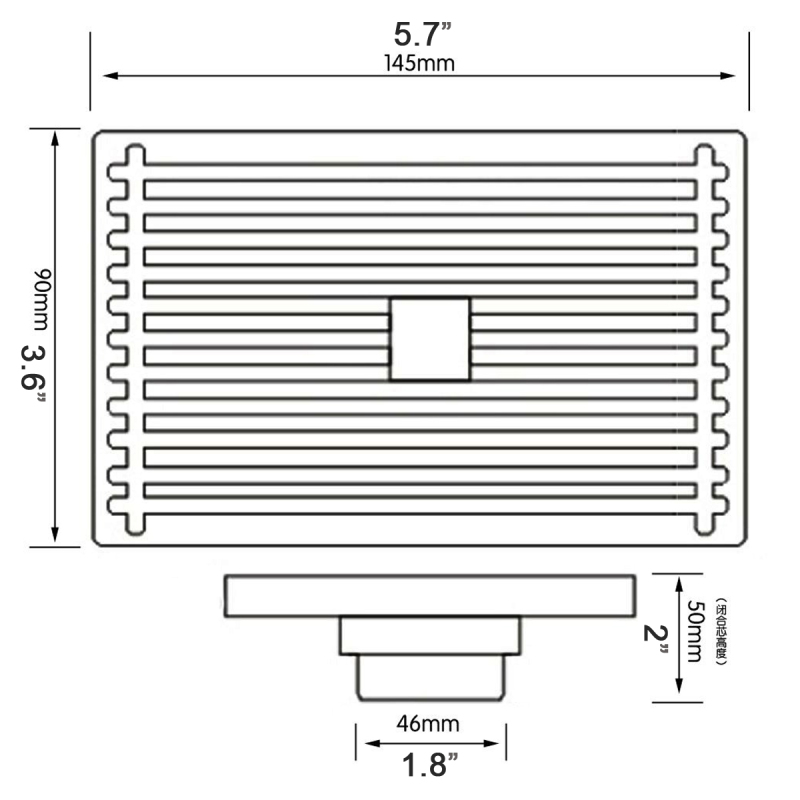 Tecmolog Stainless Steel Chrome Floor Drain, Rectangular/Square and Linear Hair Catcher Shower Drain for Bathroom and Kitchen FD004/FD004A