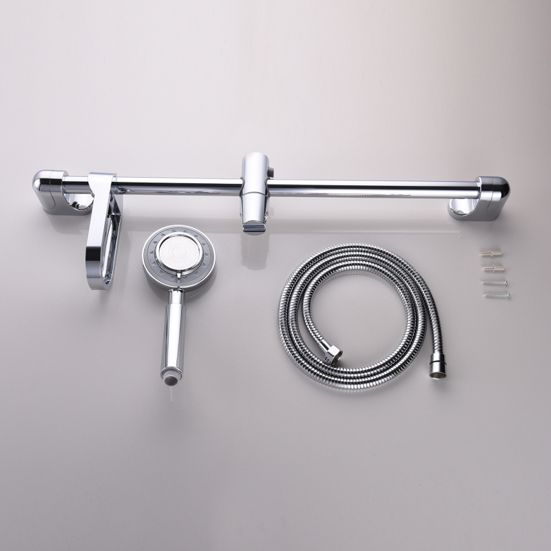 Tecmolog Plastic Chrome Shower Sliding Bar/Shower Set with Soap Dish and Adjustable Showerhead Holder PSLS3001/PSLS3001F/BC4008/BC4008F