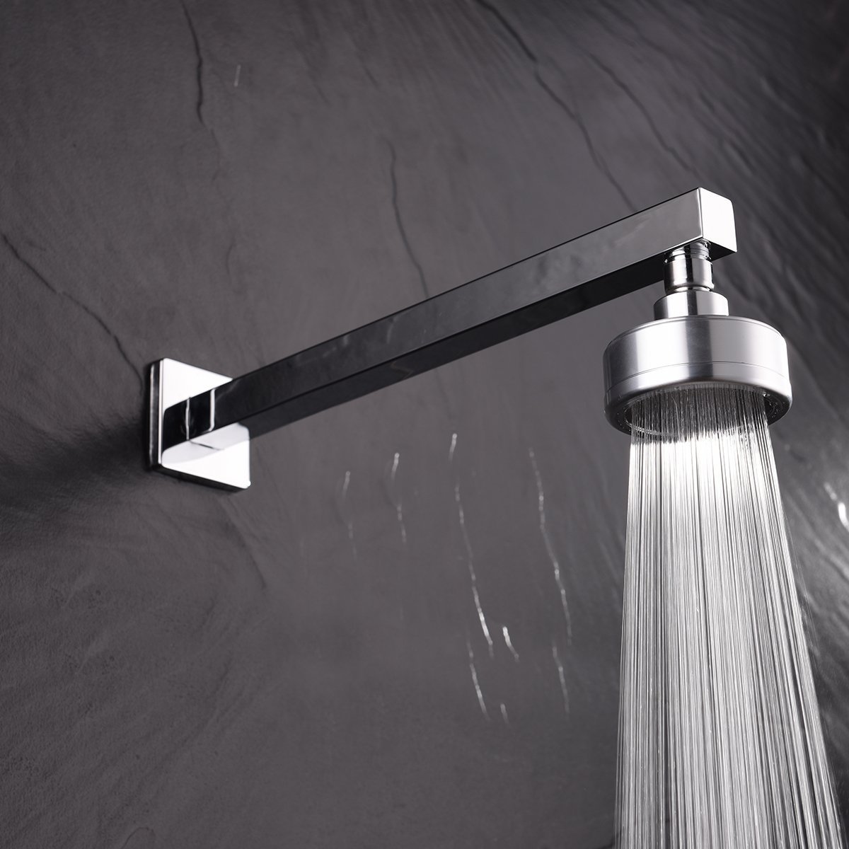 Tecmolog Stainless Steel chrome Shower Arm, Wall Mounted and G1/2'' Shower Holder for Fixed Showerhead in bathroom HPF001-1/HPF002