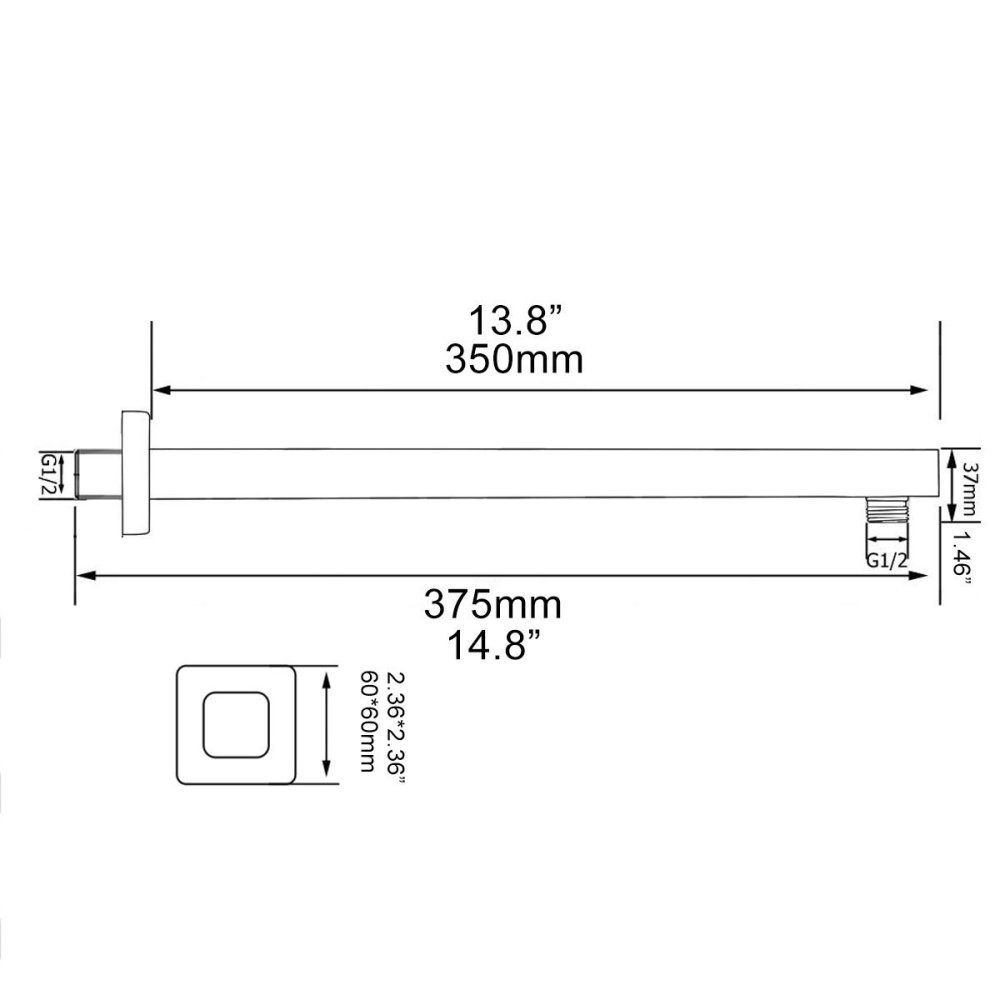 Tecmolog Stainless Steel chrome Shower Arm, Wall Mounted and G1/2'' Shower Holder for Fixed Showerhead in bathroom HPF001-1/HPF002
