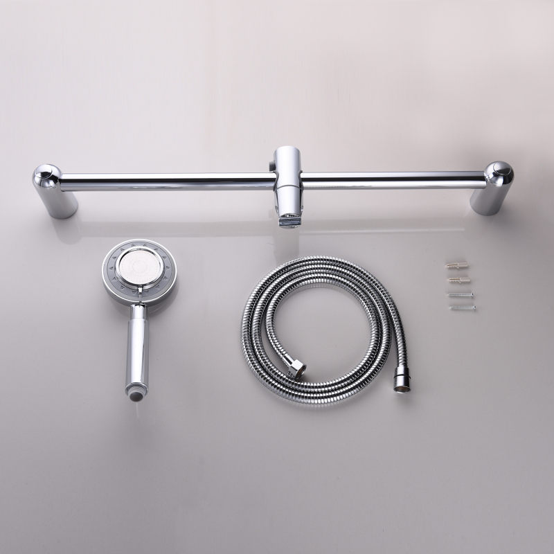 Tecmolog Plastic Chrome Shower Sliding Bar/Shower Set with Soap Dish and Adjustable Showerhead Holder PSLS3001/PSLS3001F/BC4008/BC4008F