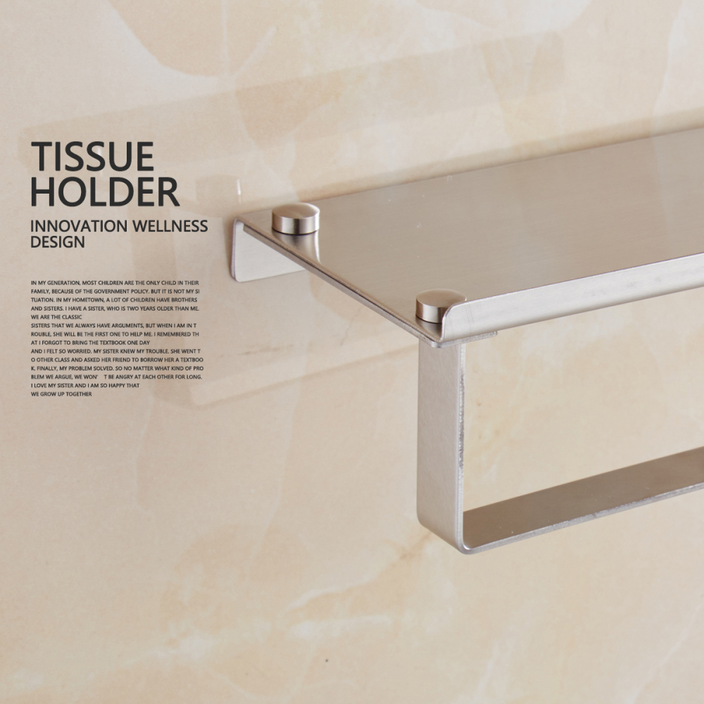 Tecmolog Stainless Steel Toilet Paper Holder, Chrome/Nickle(Mirror) Paper Roll Storage, No Drilling and Wall Mounted Bathroom Tissue Holder SBH170