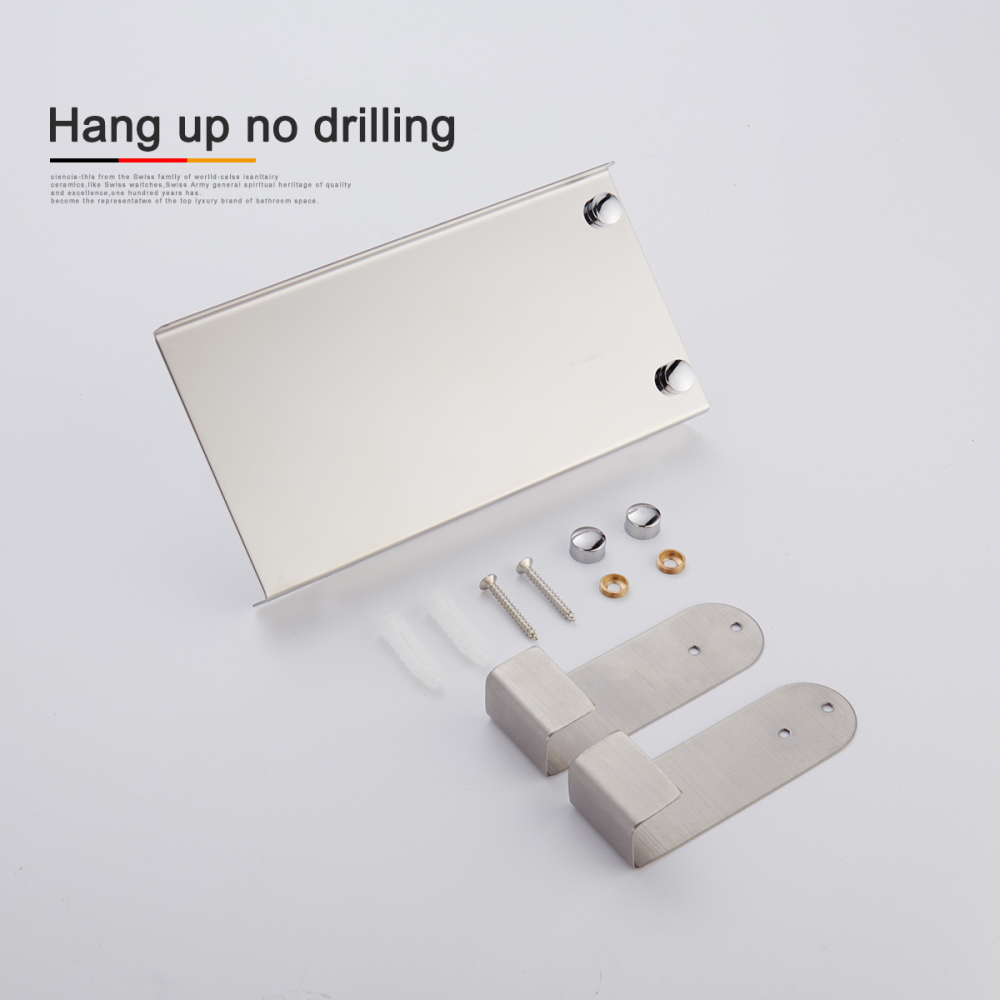 Tecmolog Stainless Steel Toilet Paper Holder, Chrome/Nickle(Mirror) Paper Roll Storage, No Drilling and Wall Mounted Bathroom Tissue Holder SBH170