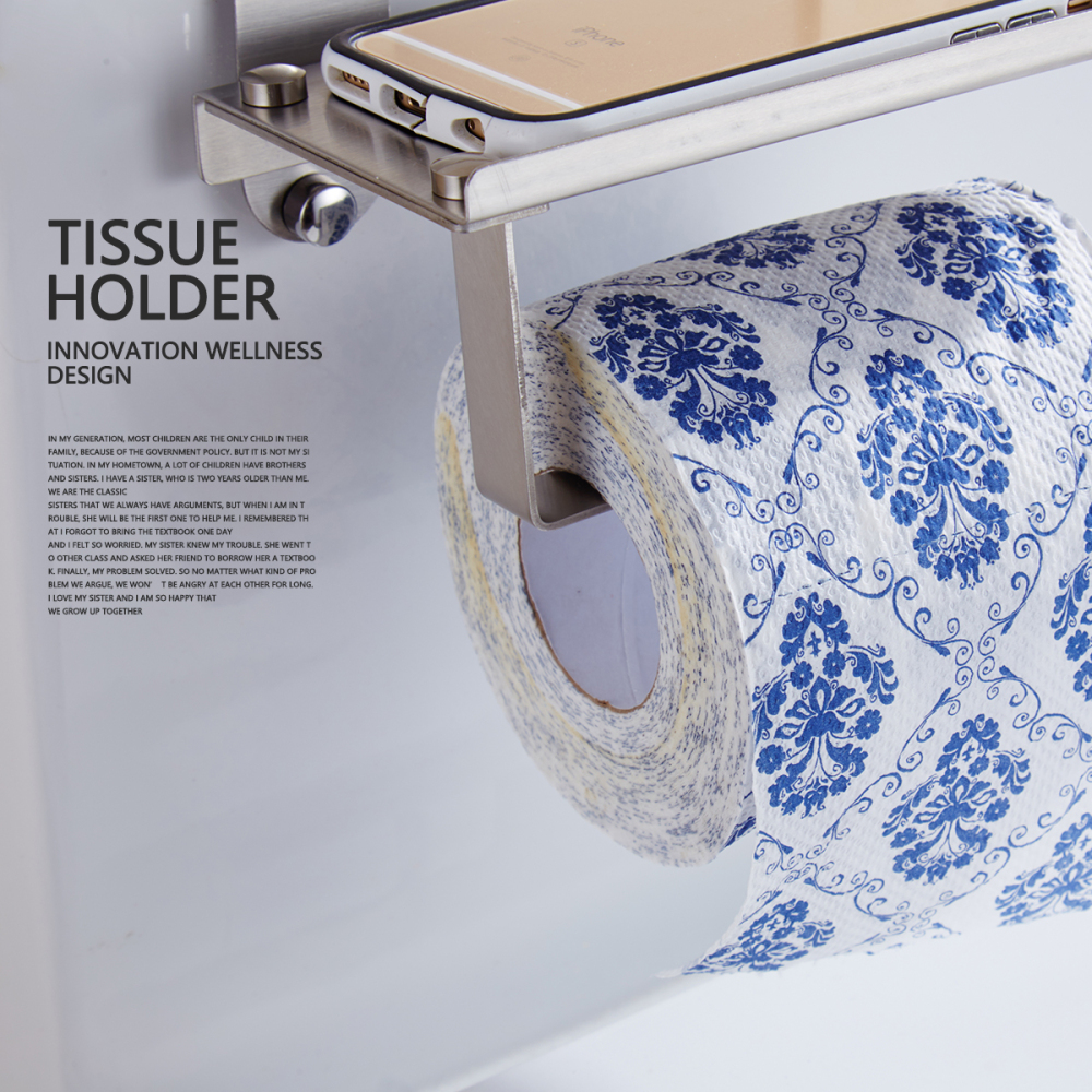 Tecmolog Stainless Steel Toilet Paper Holder, Chrome/Nickle(Mirror) Paper Roll Storage, No Drilling and Wall Mounted Bathroom Tissue Holder SBH170