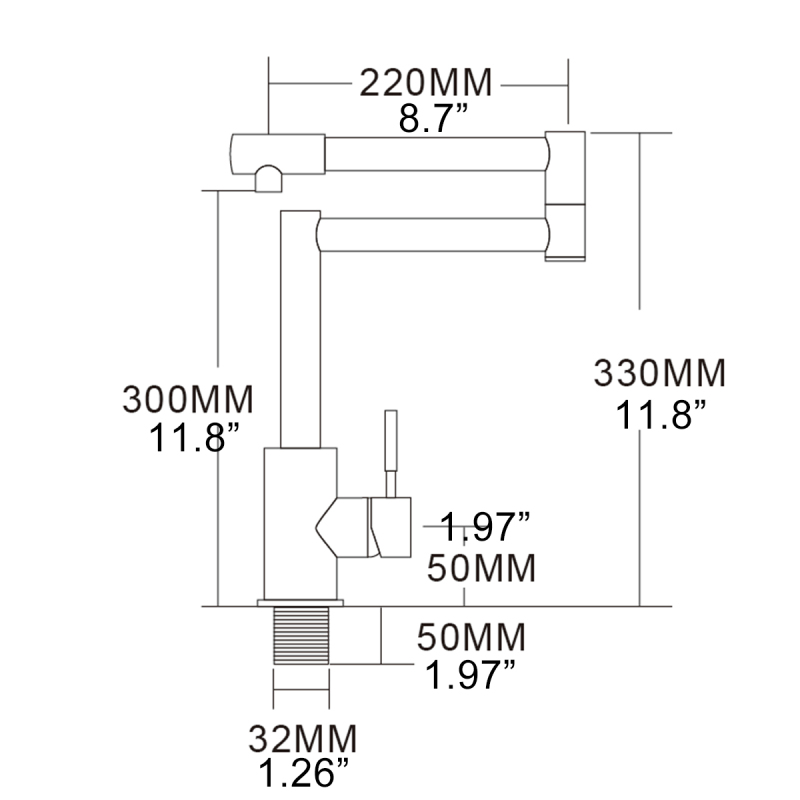 Tecmolog Stainless Steel Kitchen Sink Faucet with 360°Rotate Folding Extend Nozzle, G1/2"& G3/8" Hot&Cold Water Mixer Taps with 60cm Hose SNA157