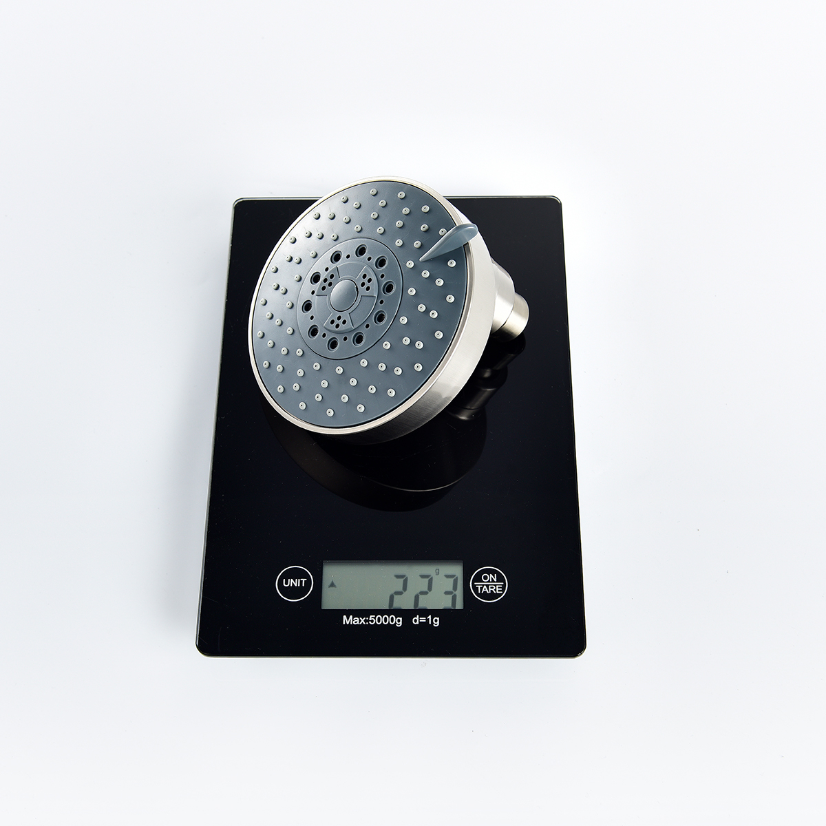 Tecmolog ABS Plastic Chrome/Brushed Nickle Rain Shower Head  with 4 Kinds of Water Flow Mode, Round and Luxury Top shower BD148/BD148NA