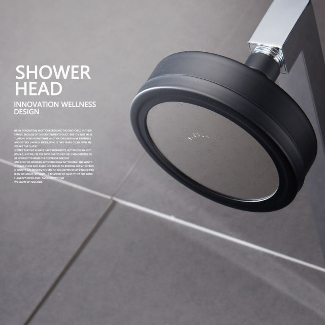 Tecmolog Stainless Steel Black Shower Head with High Pressure and Dense Rainfall, Wall Mounted Detachable Fixed Shower Head BD141ASB/BD141SB