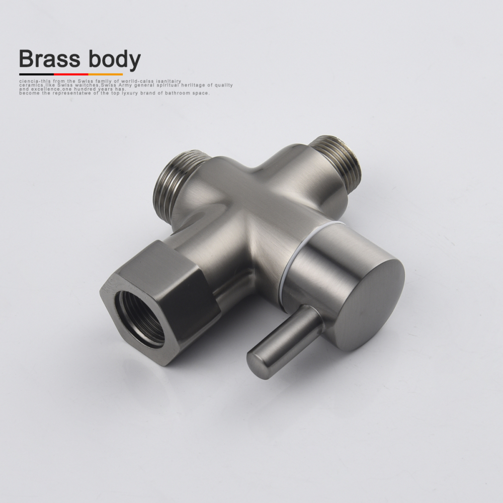 Tecmolog Hand Held Bidet Sprayer Shattaf Stainless Steel Cloth Diaper Sprayer Set with 3/8” T Valve and Bracket Holder, Brushed Nickel WS024F8