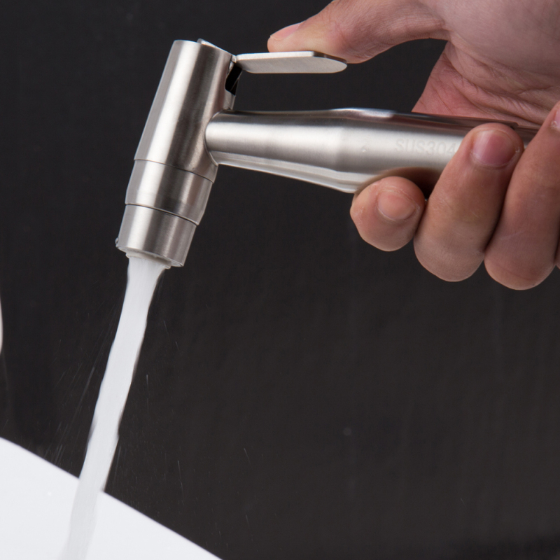 Tecmolog Stainless Steel Toilet Bidet Sprayer Set with Double Water Mode,  Bidet Shattaf Set with Hose, Holder and G 7/8 Diverter WS024AFM