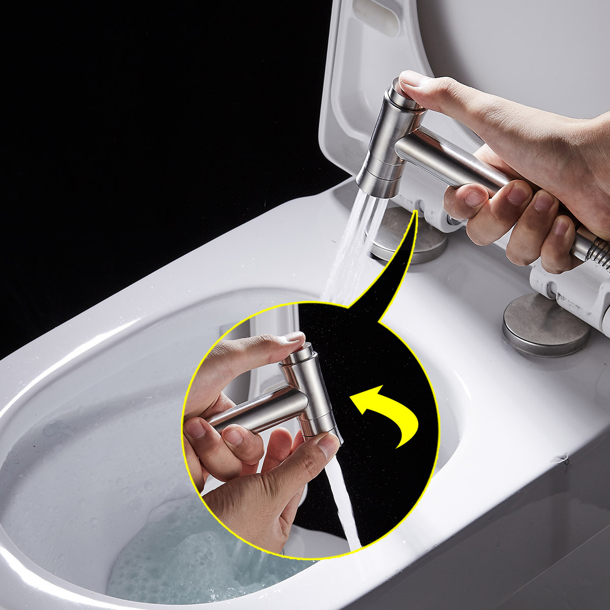 Tecmolog Stainless Steel Button Type 2-Ways mode Hand Held Shattaf, Bidet Sprayer Set with G7/8 Diverter WS024BFM