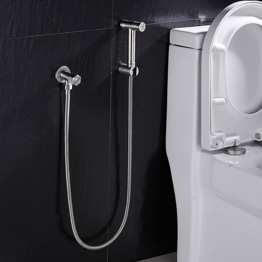 Tecmolog Stainless Steel Button Type 2-Ways mode Hand Held Shattaf, Brushed Nickle Bidet Sprayer Set WS024B/WS024BS/WS024BF/WS024BF6