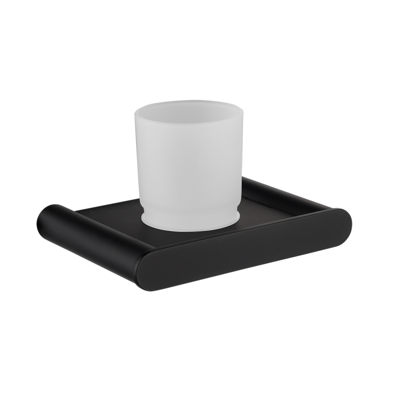 Tecmolog Black Cup/Tumbler Holder, 304 Stainless Steel Wall-mount Glass Single Cup Holders with Glass SBH198