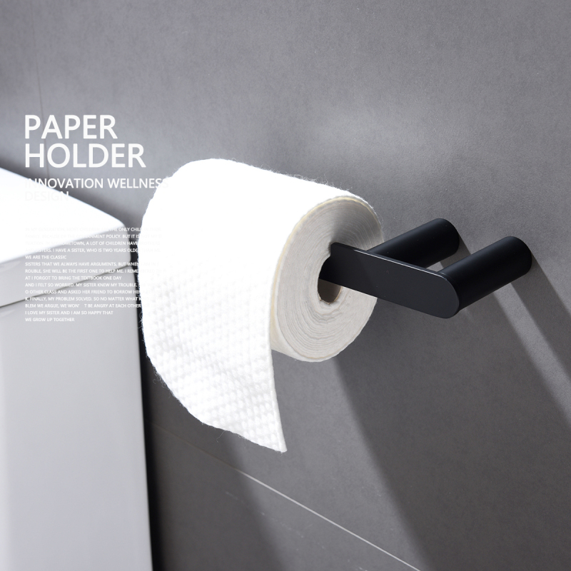 Tecmolog Black Bathroom Toilet Paper Holder, 304 Staninless Steel Wall Mounted Towel/Roll Paper Holders SBH201