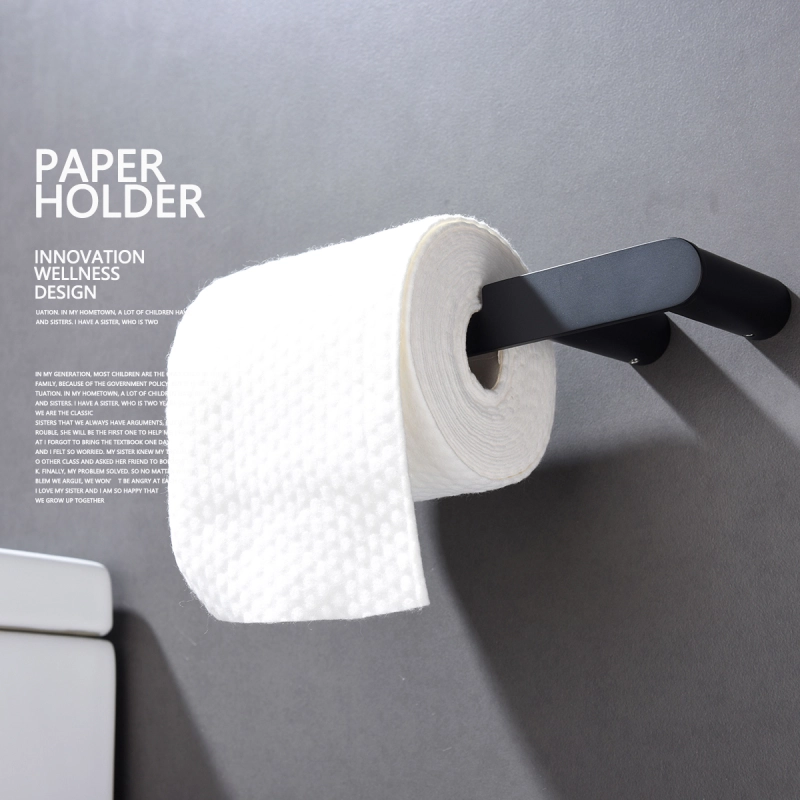 Tecmolog Black Bathroom Toilet Paper Holder, 304 Staninless Steel Wall Mounted Towel/Roll Paper Holders SBH201