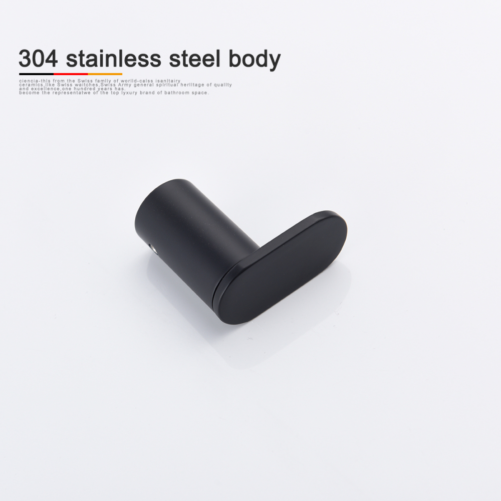 Tecmolog 304 Stainless Steel Black Robe Hook, High Quality Drilling Round Wall Mount Towel Hook / Hanger SBH200