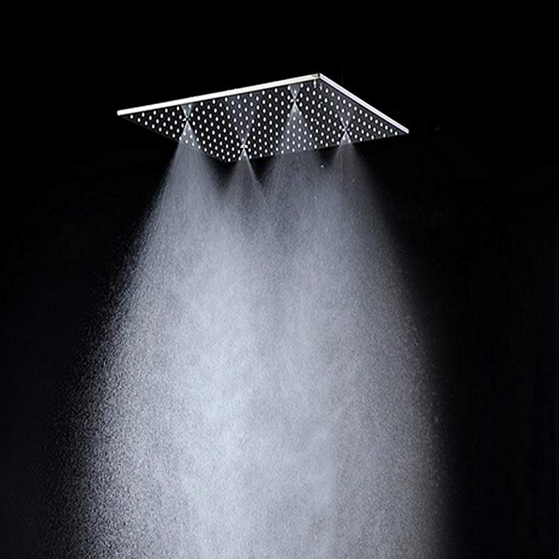 Tecmolog High Pressure Fixed Shower Head,  Stainless Steel Chrome Rainfall Shower Head with LED Light, 20 Inch / 16 Inch, BD158/BD158A