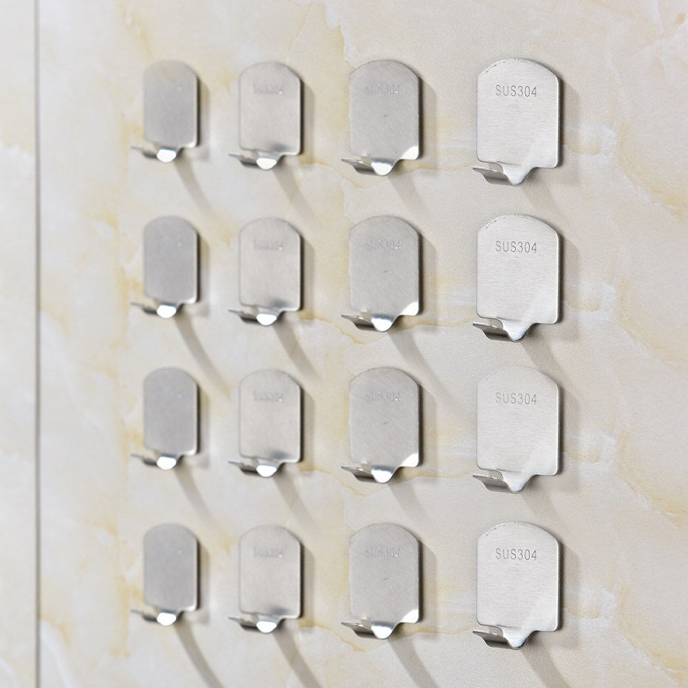 Tecmolog No Driling Adhesive Hooks, Stainless Steel Towel Rack and Wall Mount Hook for Robe, Coat and Kitchen Utensils SBH194-4/SBH194-8/SBH194-16