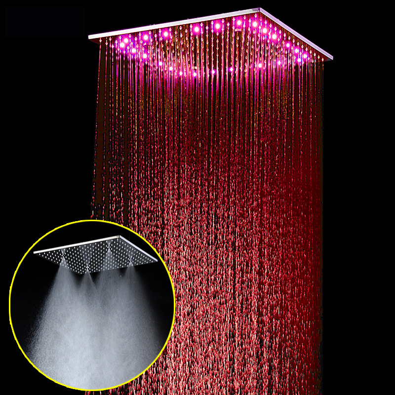 Tecmolog High Pressure Fixed Shower Head,  Stainless Steel Chrome Rainfall Shower Head with LED Light, 20 Inch / 16 Inch, BD158/BD158A