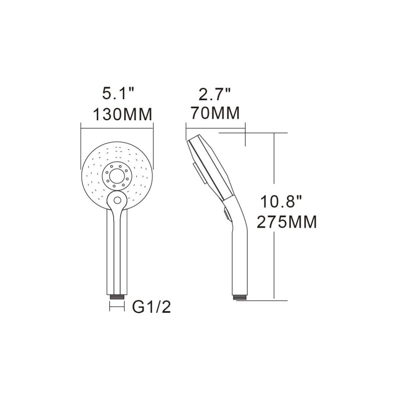 Tecmolog ABS Plastic Chrome Handheld Shower Head,3 Colors and 2 Water Flow Setiing, Glow LED Light Temperature Shower Head BS150C/BS150CF1/BS150CF