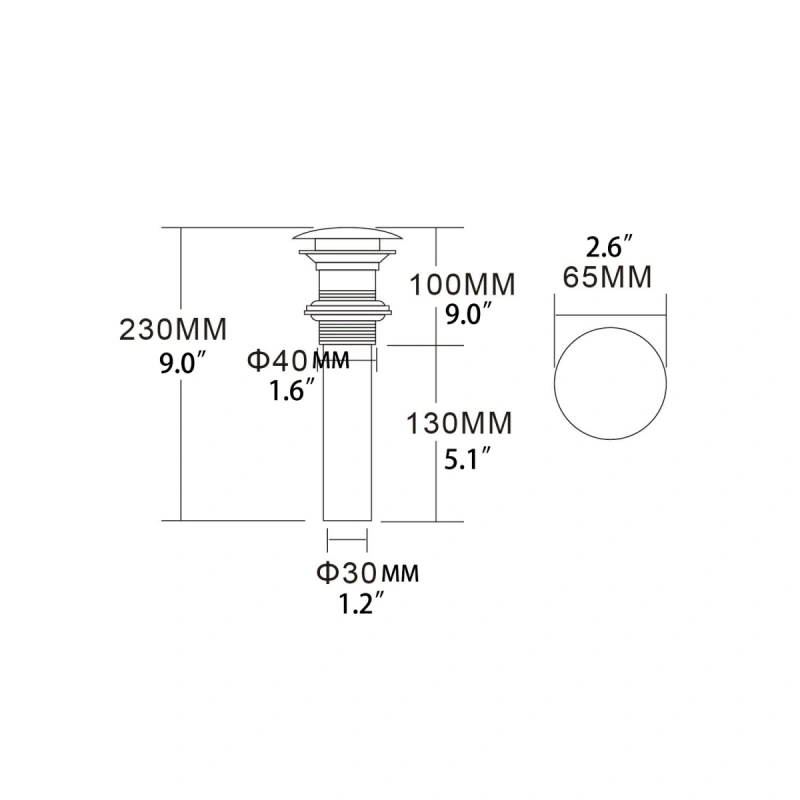 Tecmolog Bathroom Sink Drain Stopper Pop Up, Sink Pop Up Drain Brass, Bath Sink Drain without Overflow, Chrome