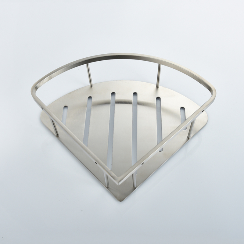 Tecmolog Stainless Steel Single Tier Triangle Shelf, Self Adhesive Cup Basket,  Bathroom Corner Drilling Holder SBH155D/SBH155E