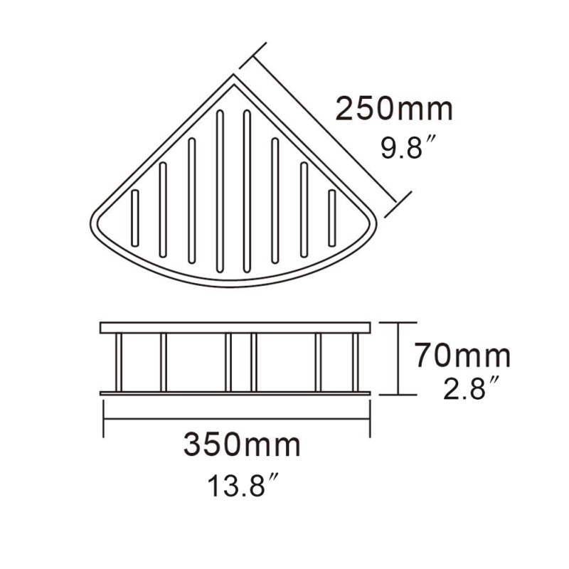 Tecmolog Stainless Steel Single Tier Triangle Shelf, Self Adhesive Cup Basket,  Bathroom Corner Drilling Holder SBH155D/SBH155E