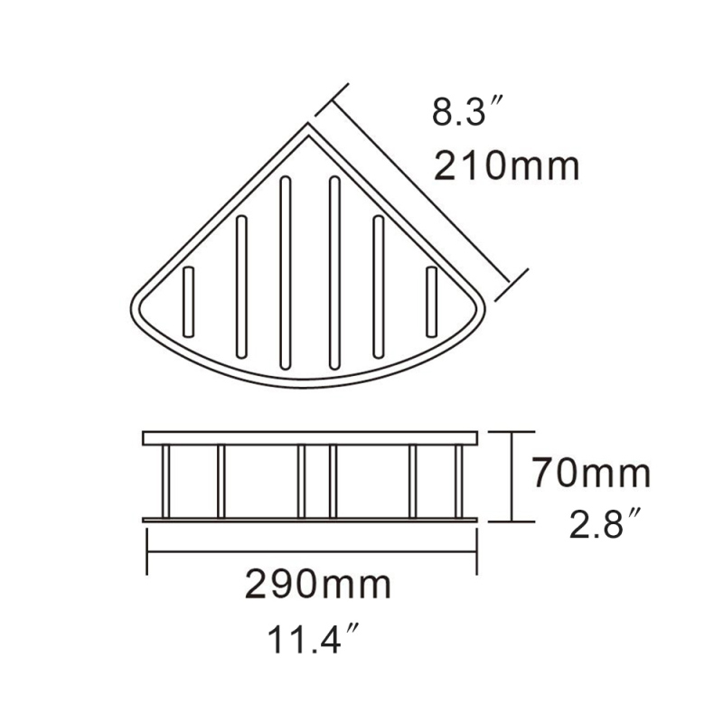 Tecmolog Stainless Steel Single Tier Triangle Shelf, Self Adhesive Cup Basket,  Bathroom Corner Drilling Holder SBH155D/SBH155E