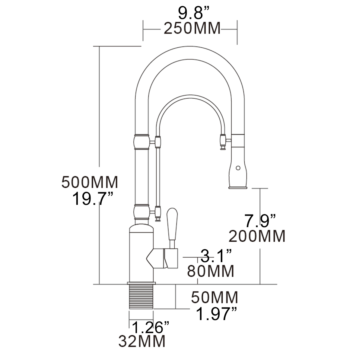 Tecmolog H59/H65 Grade-A Brass Body and Two-way Washing Sink Faucet with Mounting Hardware  for the Kitchen BJ1206