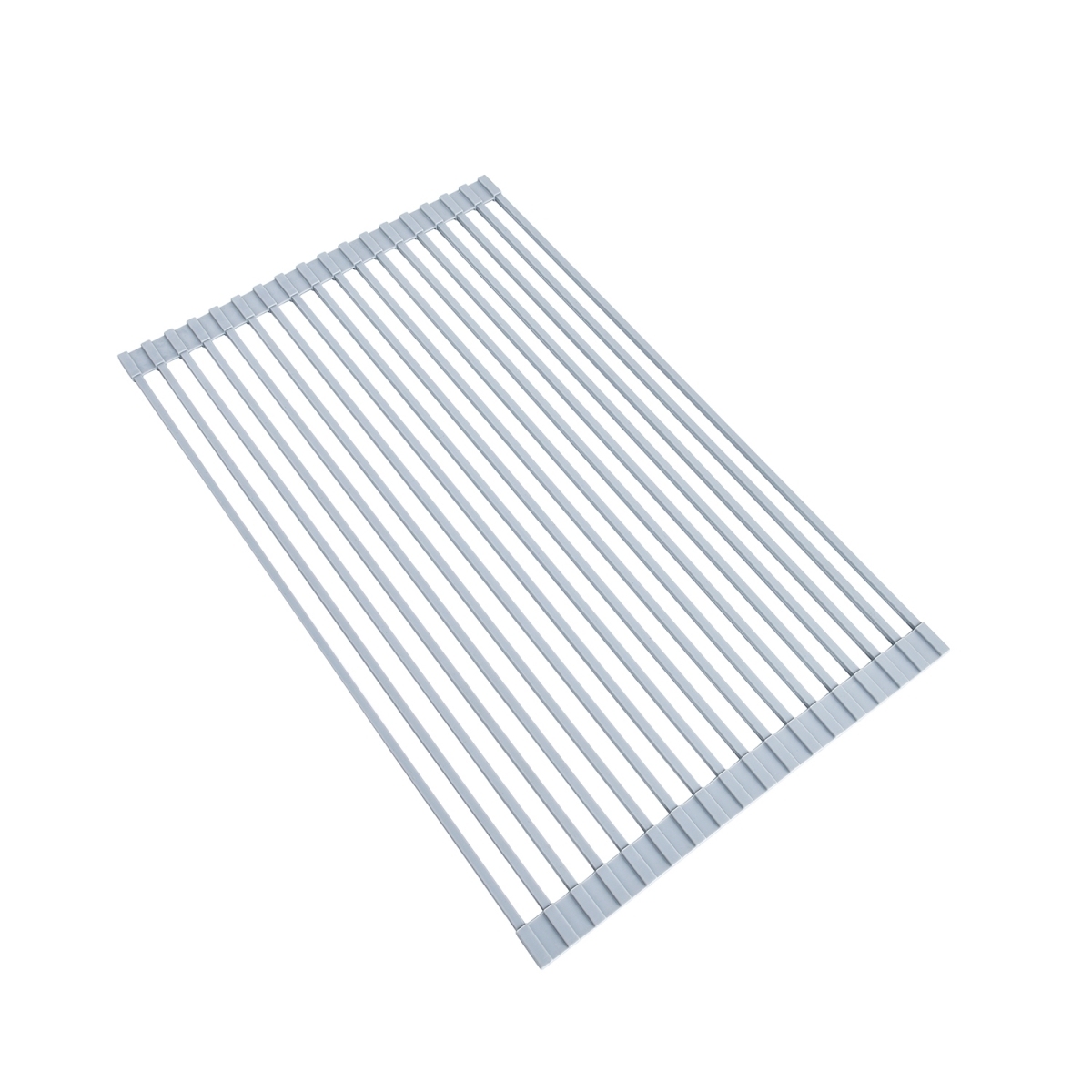 Tecmolog Stainless Steel Rollable Dish Drain Rack Over the Sink, Silicone Gray Collapsible Dish Drain Rack for Kitchen Counter A55/A55A