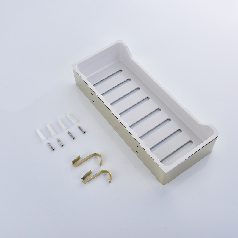 Tecmolog Stainless Steel Black/Nickel/Gold/Chrome Corner Shelf Caddy Bathing Platform with Hooks Wall Nail Storage SBH190/SBH190B/SBH190J/SBH190NA