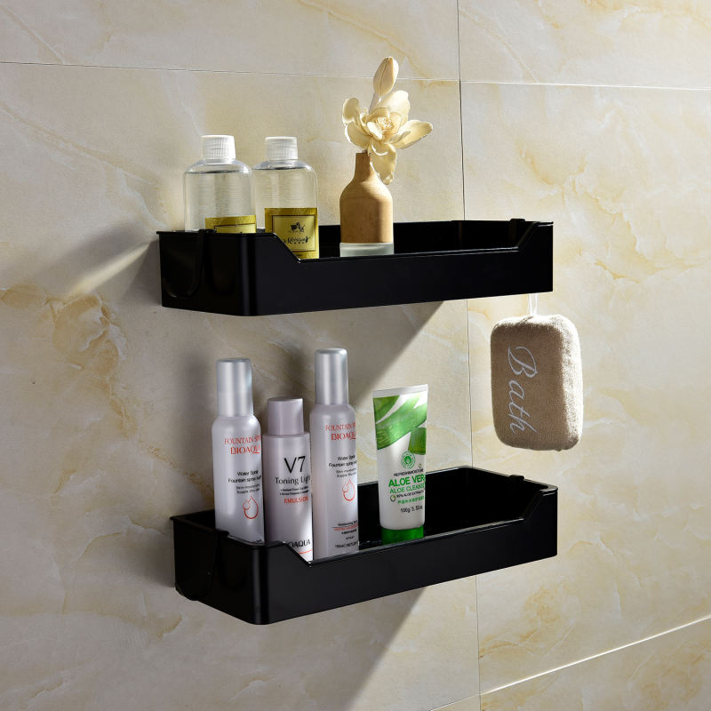 Tecmolog Stainless Steel Black/Nickel/Gold/Chrome Corner Shelf Caddy Bathing Platform with Hooks Wall Nail Storage SBH190/SBH190B/SBH190J/SBH190NA