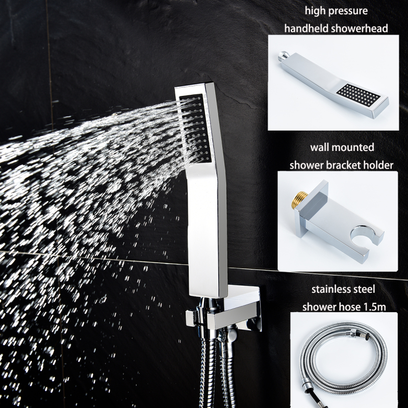 Tecmolog Thermostatic Shower System Wall Mounted Rain Mixer Shower Combo Set with Rough-In Valve Body and Trim BC314C