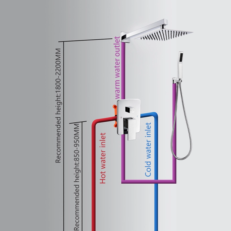 Tecmolog Shower Combo Set Brass body Wall Mounted Shower Systems with Rough-In Valve Body BC314B