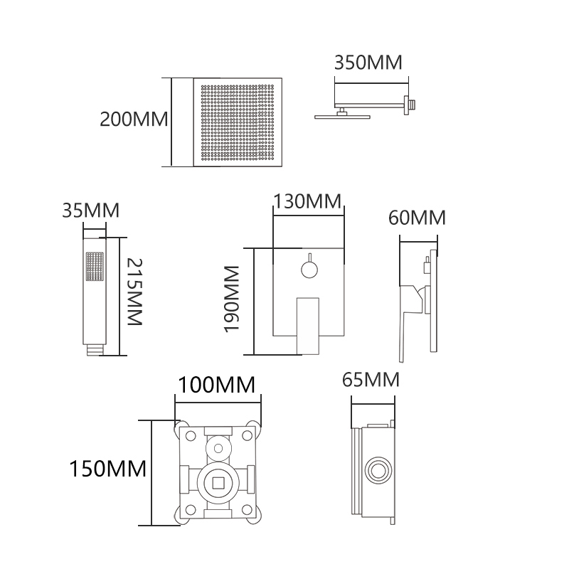 Tecmolog Shower Combo Set Brass body Wall Mounted Shower Systems with Rough-In Valve Body BC314B