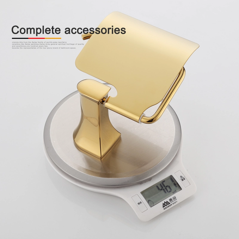 Tecmolog Brass Golden Toilet Roll Paper Holder, Wall Mounted Tissue Rack, Bathroom & Kitchen Hardware BH496AJ