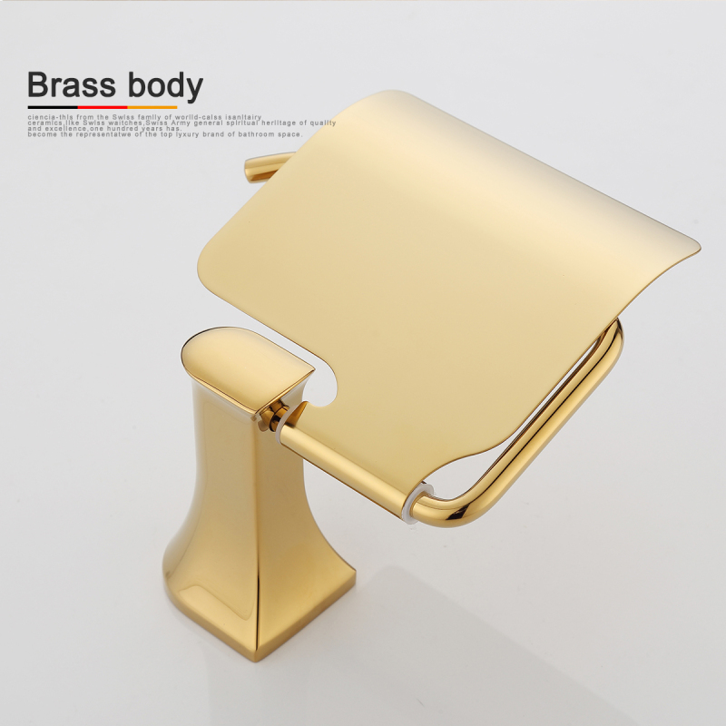 Tecmolog Brass Golden Toilet Roll Paper Holder, Wall Mounted Tissue Rack, Bathroom & Kitchen Hardware BH496AJ