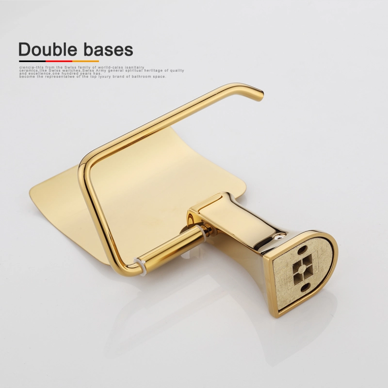 Tecmolog Brass Golden Toilet Roll Paper Holder, Wall Mounted Tissue Rack, Bathroom & Kitchen Hardware BH496AJ