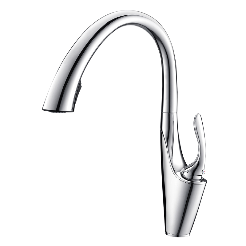 Tecmolog Brass Brushed Chrome/Nickel/Black Pull-Out Faucets with Concealed 360° Rotating Sprayer, Desk Mounted Kitchen Tap BC1229/BNA1229/BB1229