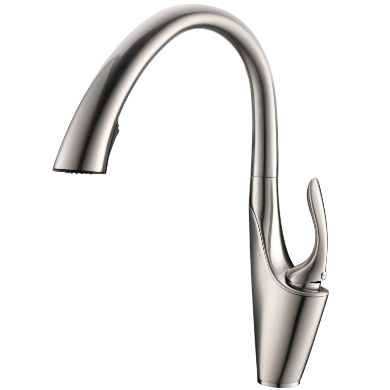 Tecmolog Brass Brushed Chrome/Nickel/Black Pull-Out Faucets with Concealed 360° Rotating Sprayer, Desk Mounted Kitchen Tap BC1229/BNA1229/BB1229