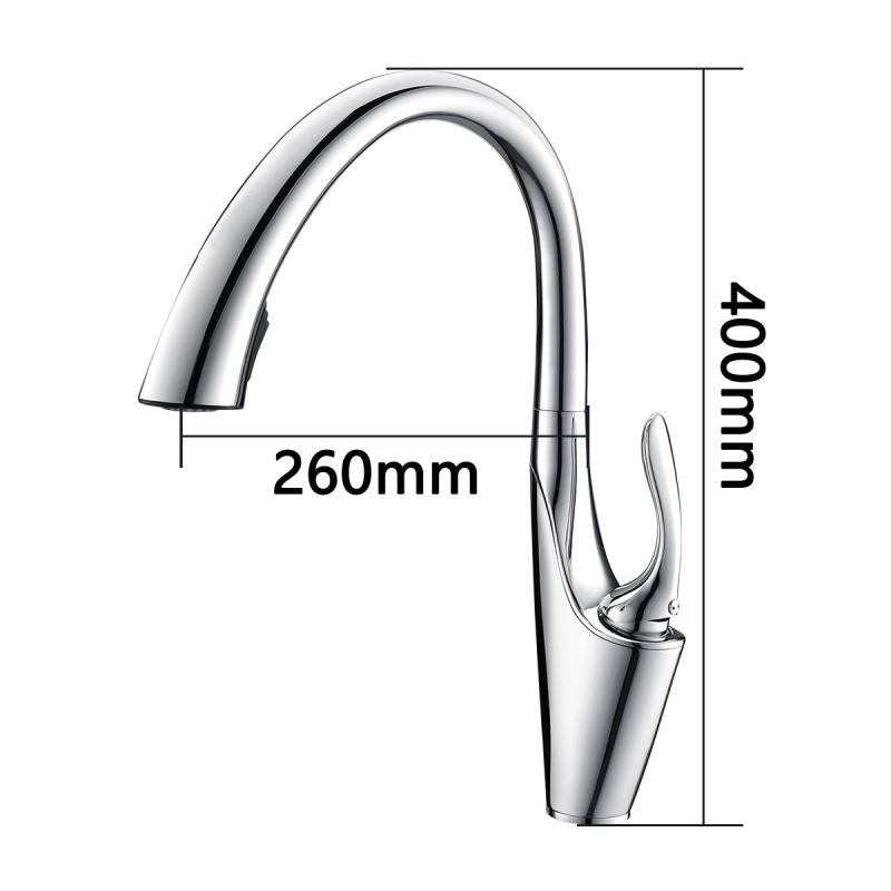 Tecmolog Brass Brushed Chrome/Nickel/Black Pull-Out Faucets with Concealed 360° Rotating Sprayer, Desk Mounted Kitchen Tap BC1229/BNA1229/BB1229