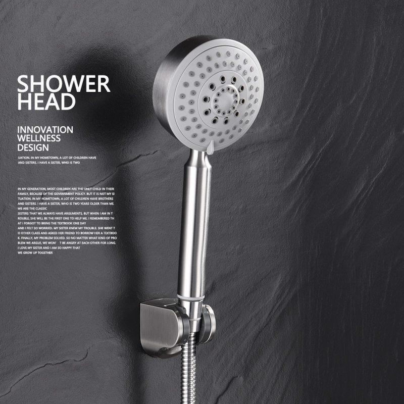 Tecmolog Stainless Steel Brushed Nickel Hand Shower, Premium 5 Spray Settings, Sperate Hand Shower For Bathroom