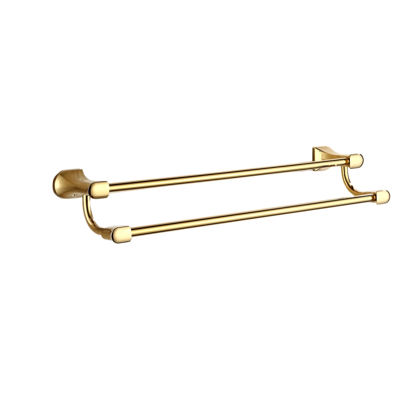 Tecmolog Brass Golden Bath Towel Bar Rack, Hanging Towel Bathroom Shower Organization Double Towel Bar BH500J