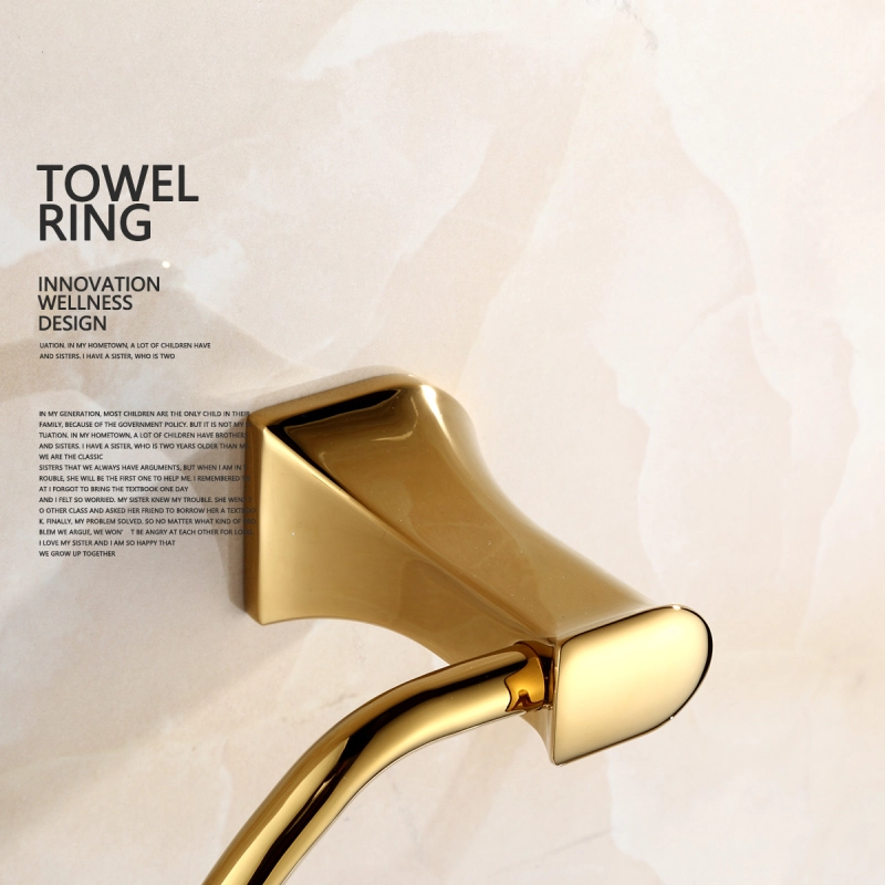 Tecmolog Brass Golden Wall-Mounted Towel Ring and Towel Holder, Towel Bar Bathroom Accessories, Bath Hardware BH498J