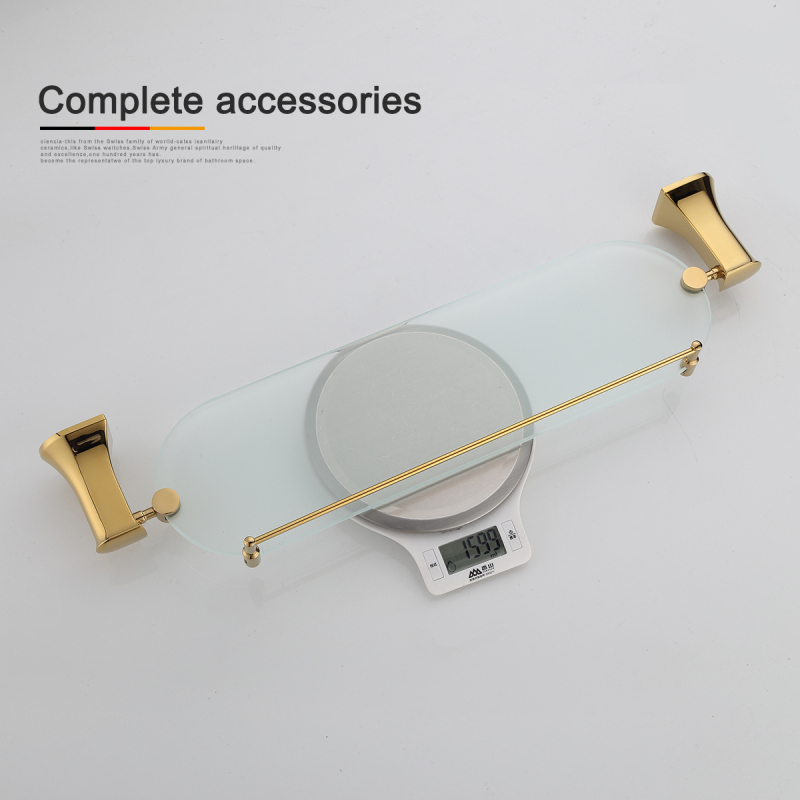Tecmolog Brass Golden Steel Wall Mounted Single Grass Shelf, Towel Rack Bathroom Accessories BH502J