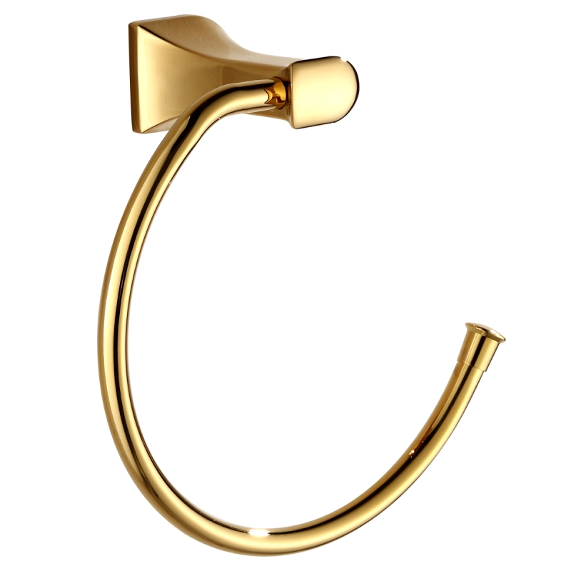 Tecmolog Brass Golden Wall-Mounted Towel Ring and Towel Holder, Towel Bar Bathroom Accessories, Bath Hardware BH498J