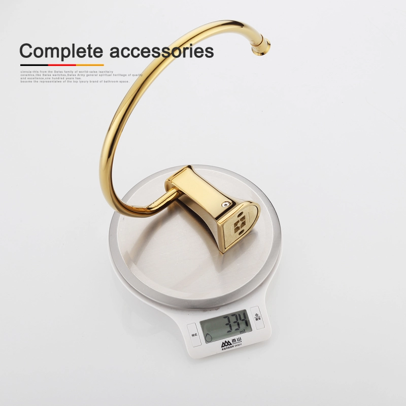 Tecmolog Brass Golden Wall-Mounted Towel Ring and Towel Holder, Towel Bar Bathroom Accessories, Bath Hardware BH498J