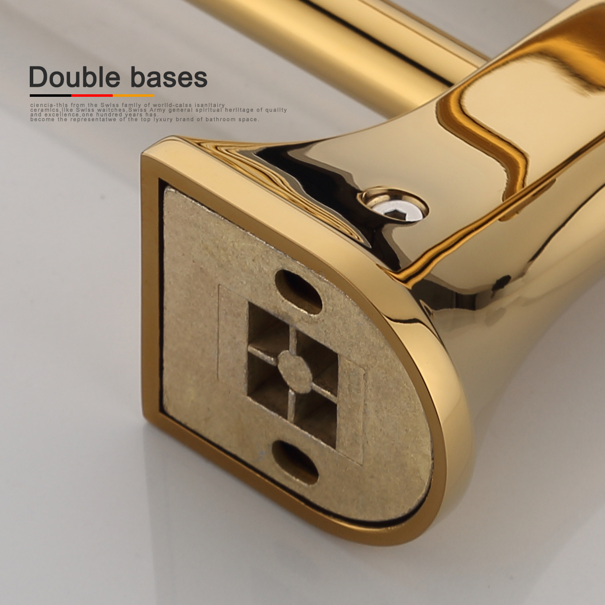 Tecmolog Brass Wall Mounted Double Towel Rails Bars, Wall Mounted Bath Towel Rack Shelf Bathroom Accessories BH501J