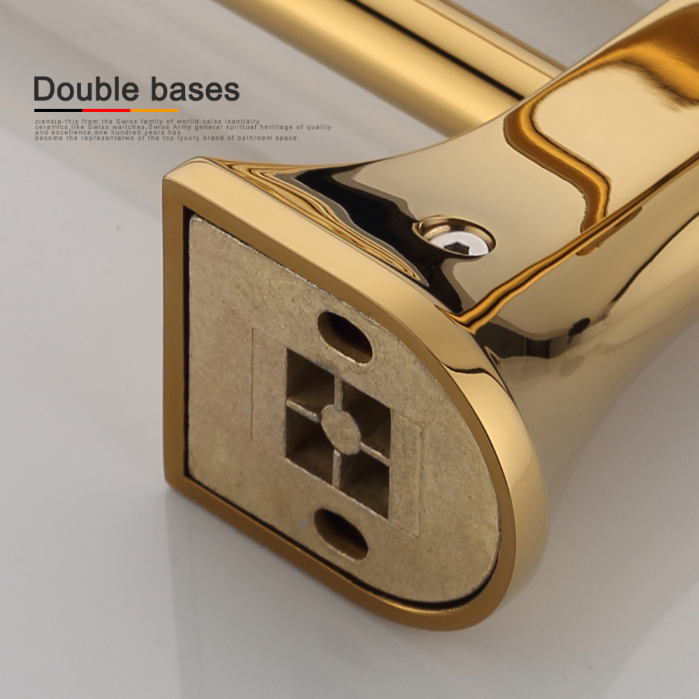 Tecmolog Brass Wall Mounted Double Towel Rails Bars, Wall Mounted Bath Towel Rack Shelf Bathroom Accessories BH501J