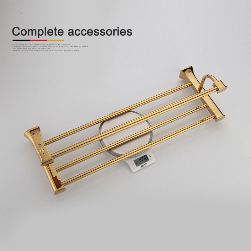 Tecmolog Brass Wall Mounted Double Towel Rails Bars, Wall Mounted Bath Towel Rack Shelf Bathroom Accessories BH501J