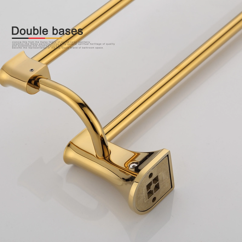 Tecmolog Brass Golden Bath Towel Bar Rack, Hanging Towel Bathroom Shower Organization Double Towel Bar BH500J